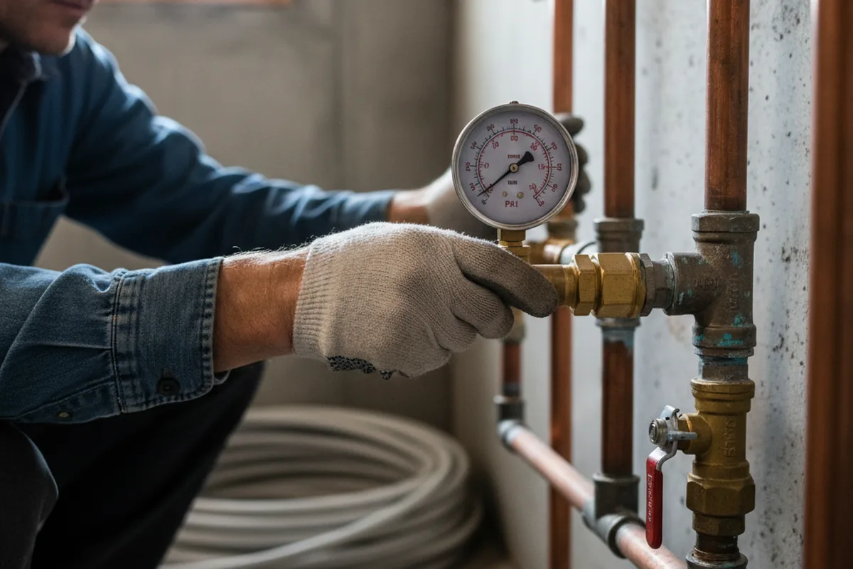Pressure testing a repaired line during Water Line Repair in Justice