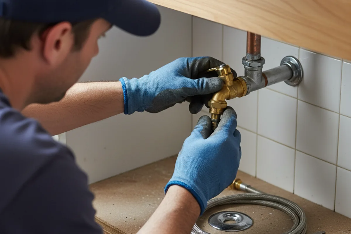 Shutoff valve and fitting work during Emergency Plumbing in Justice